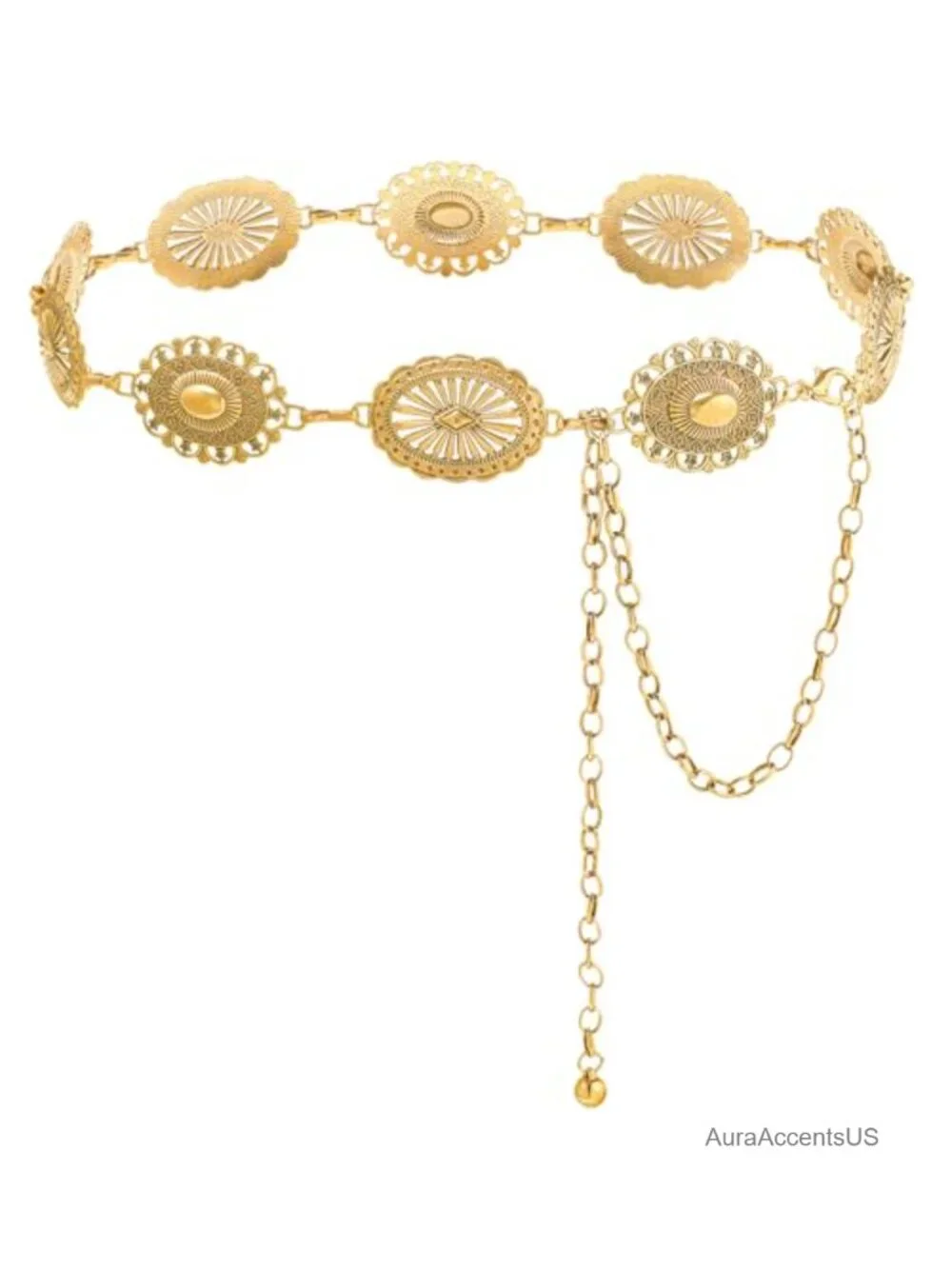 Metal Waist Chain Belt with Lobster Clasp Western Cowgirl Style for Dresses
